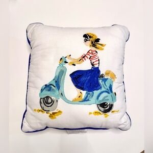 Threshold Blue Scooter Embroidered Print Toss Pillow 18 in x 18 in